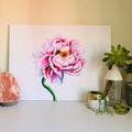 Original Pink Peony Painting, Acrylic on Wood Panel (18x24)